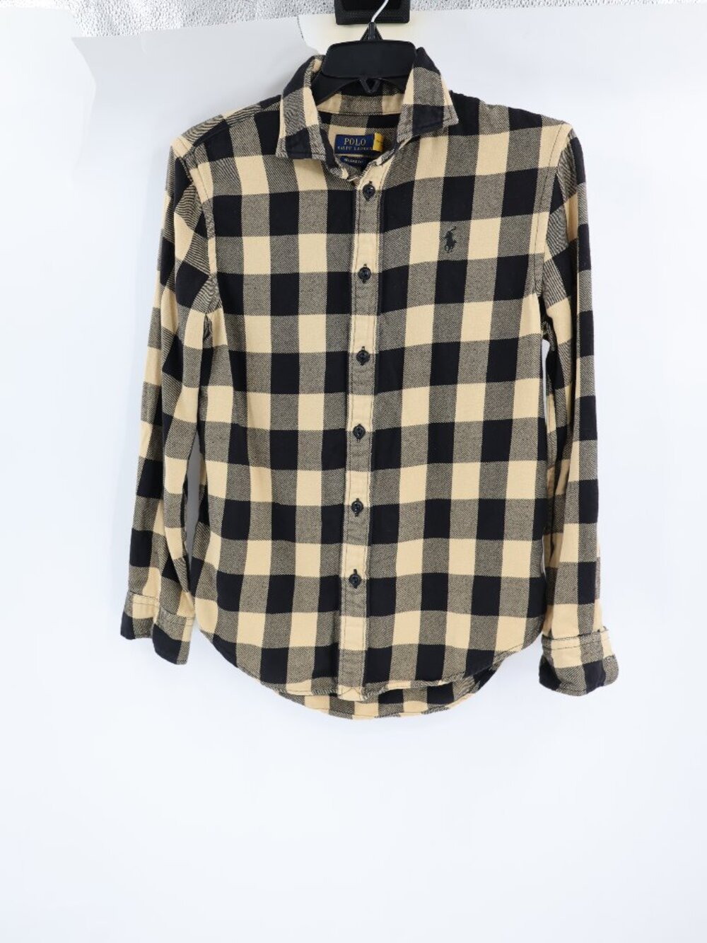 Polo Ralph Lauren Shirt Women Small Relaxed fit Plaid cotton twill Long Sleeve